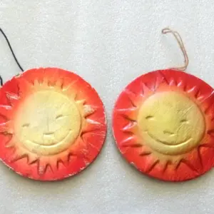Set of 2 Vintage USSR Cardboard Christmas Ornaments Suns