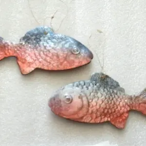 Set of 2 Vintage USSR Cardboard Christmas Ornament Old Fishes