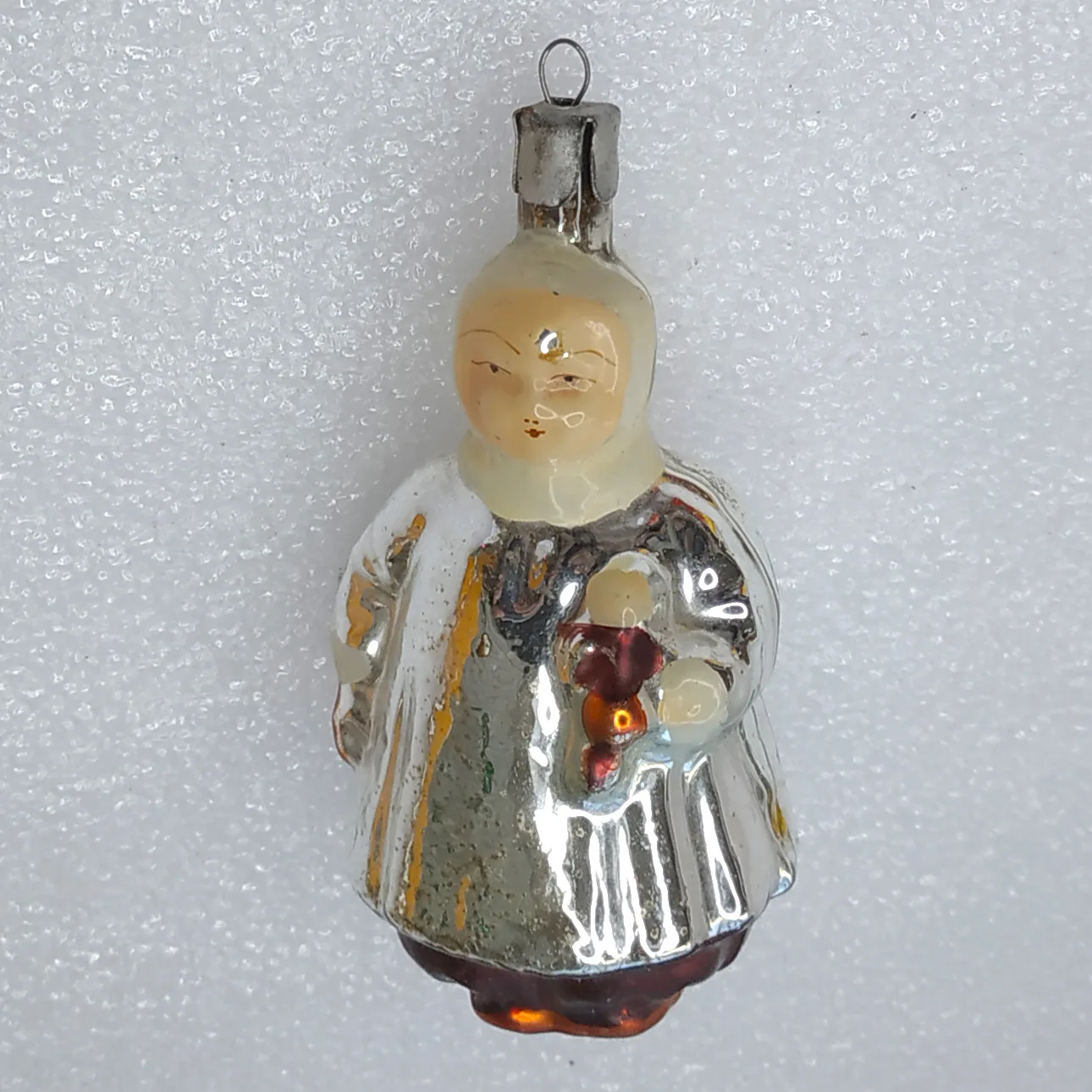 Antique Vintage USSR Mercury Glass Christmas Tree Ornament Girl