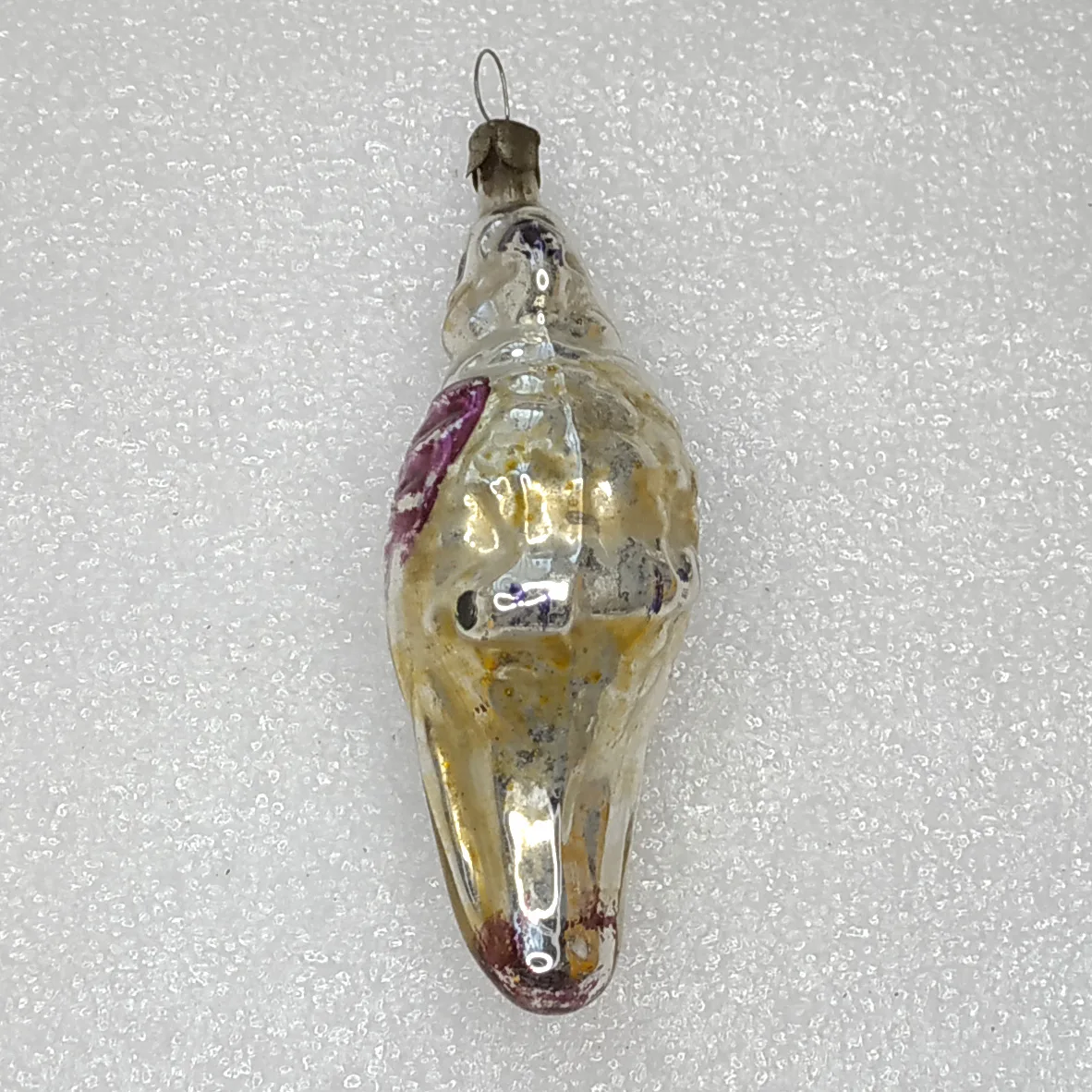 Antique Vintage USSR Silver Glass Christmas Tree Ornament Parrot
