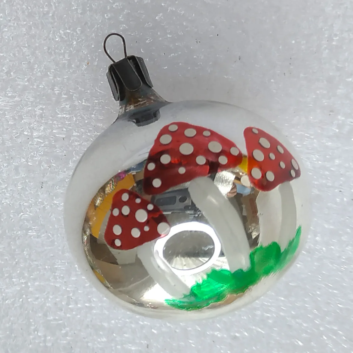 Antique Vintage USSR Mercury Glass Christmas Ornament Mushrooms