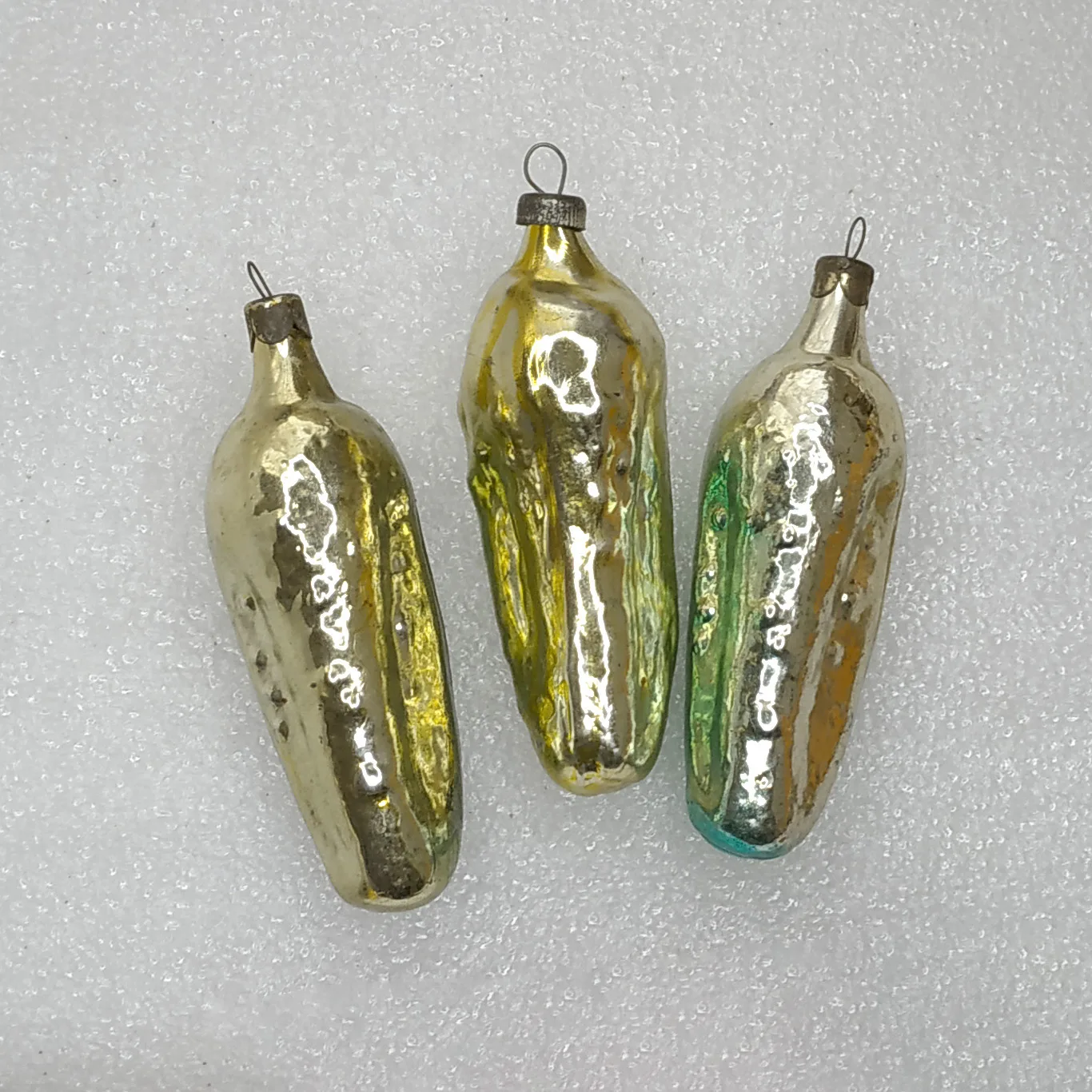 Set of 3 Antique Vintage USSR Glass Christmas Ornaments Pickles