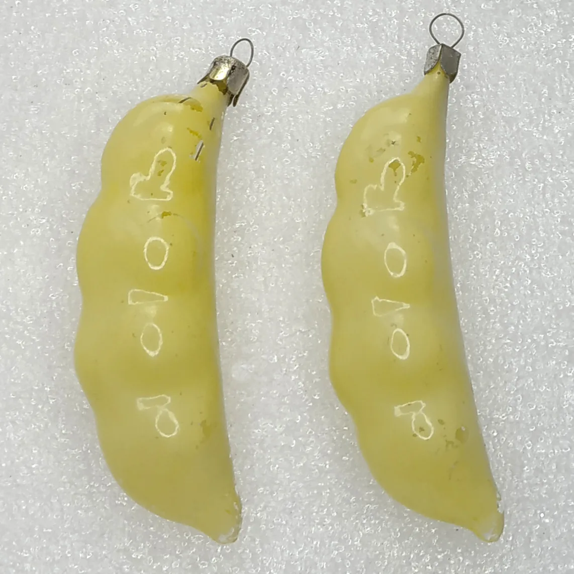 Set of 2 Antique Vintage USSR Glass Christmas Tree Ornament Old Beans
