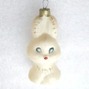 Antique Vintage USSR Glass Christmas Tree Toy Ornament Rabbit