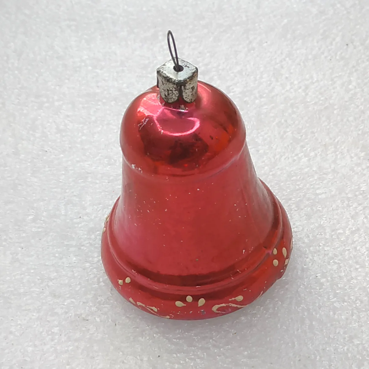 Antique Vintage USSR Silver Glass Christmas Tree Ornament Bell