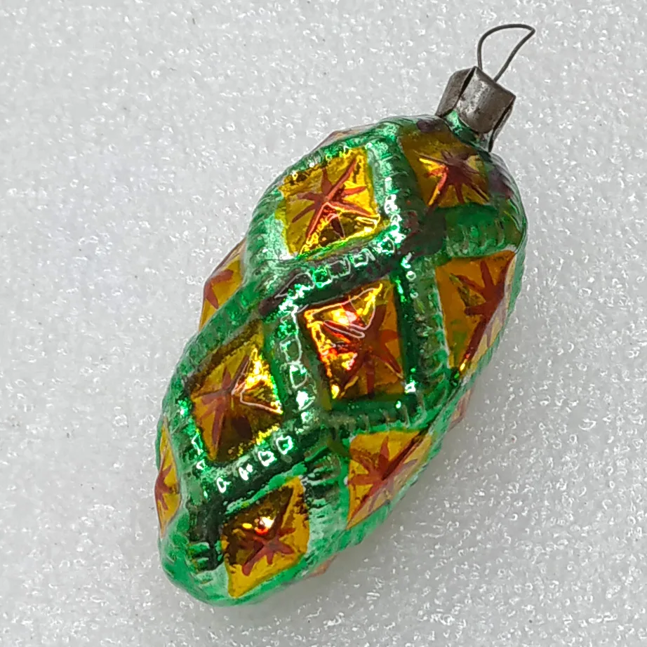 Antique Vintage USSR Silver Glass Christmas Tree Ornament Cones