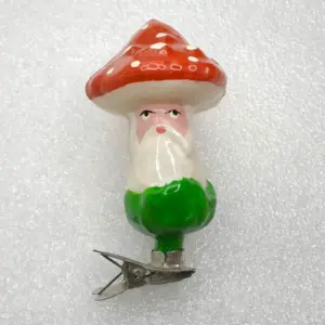 Unique Vintage USSR Glass Christmas Tree Ornament Mushroom
