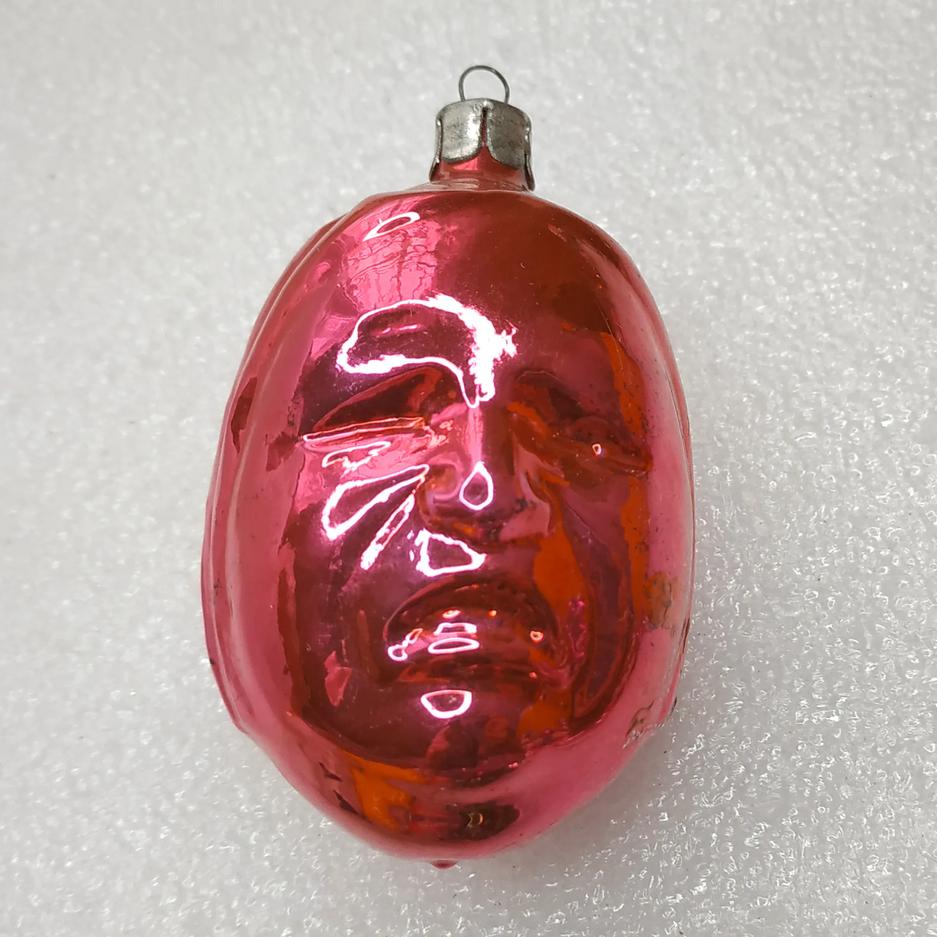 Antique Vintage USSR Glass Christmas Ornament Two-Faced