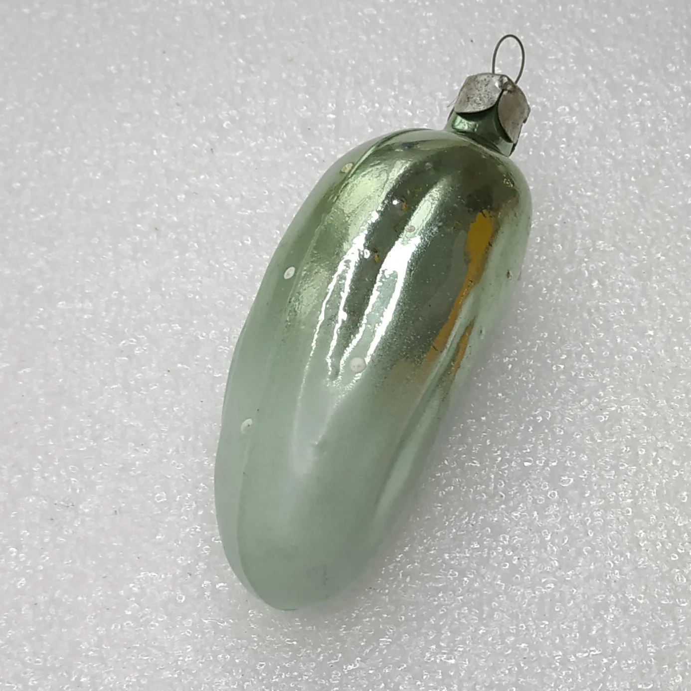 Antique Vintage USSR Silver Glass Christmas Tree Ornament Pickle