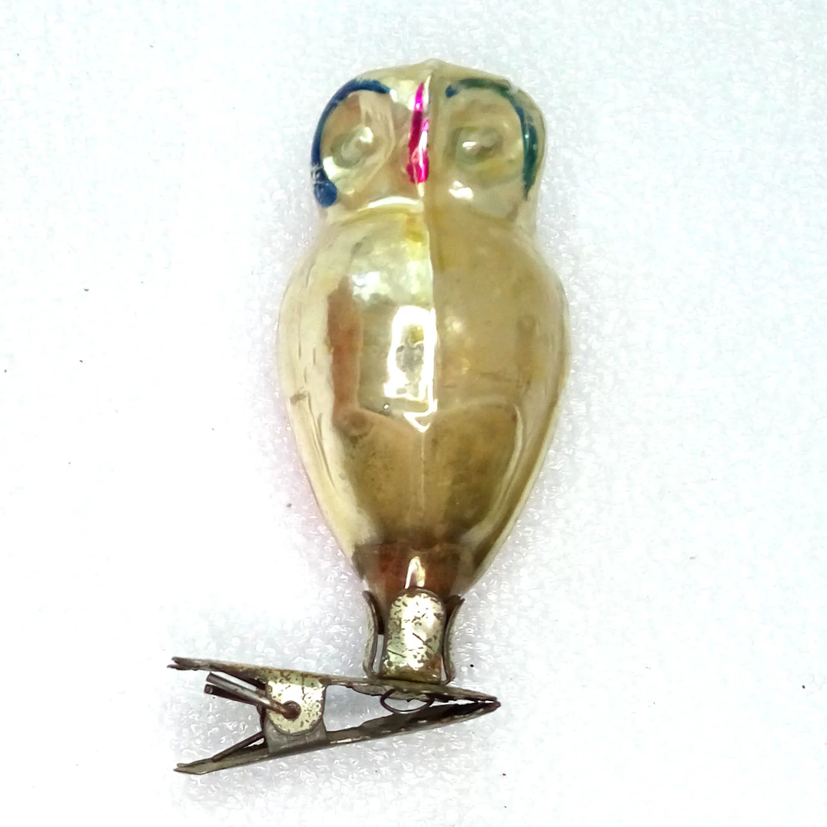 Vintage Glass USSR Christmas Ornament Old Owl