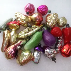 Set of 20 Antique Vintage USSR Glass Christmas Ornament Fruits & Vegetables