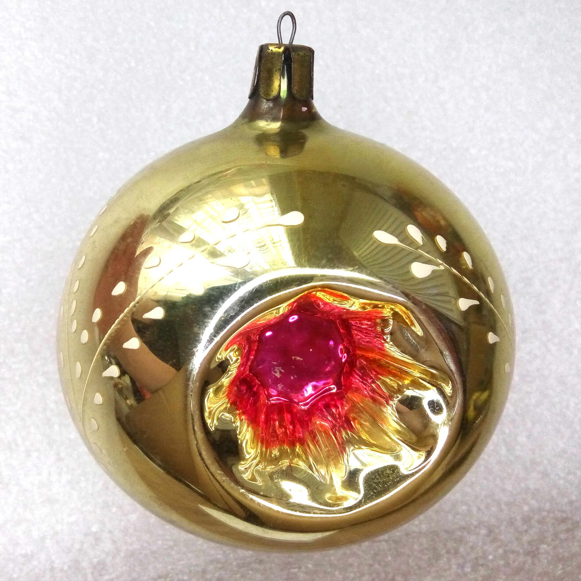Vintage Ukrainian Glass Christmas Ornament Tree Ball Lantern