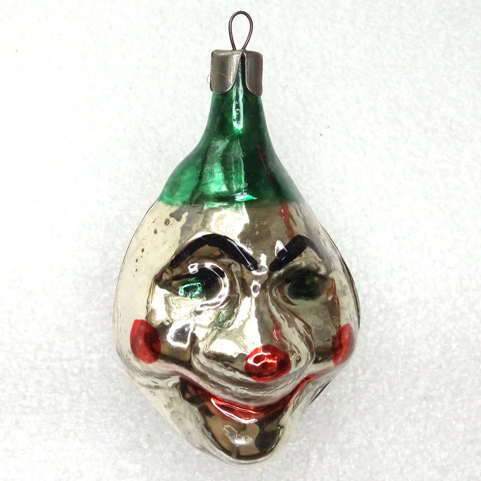 Vintage Mercury Glass USSR Christmas Ornaments Clown