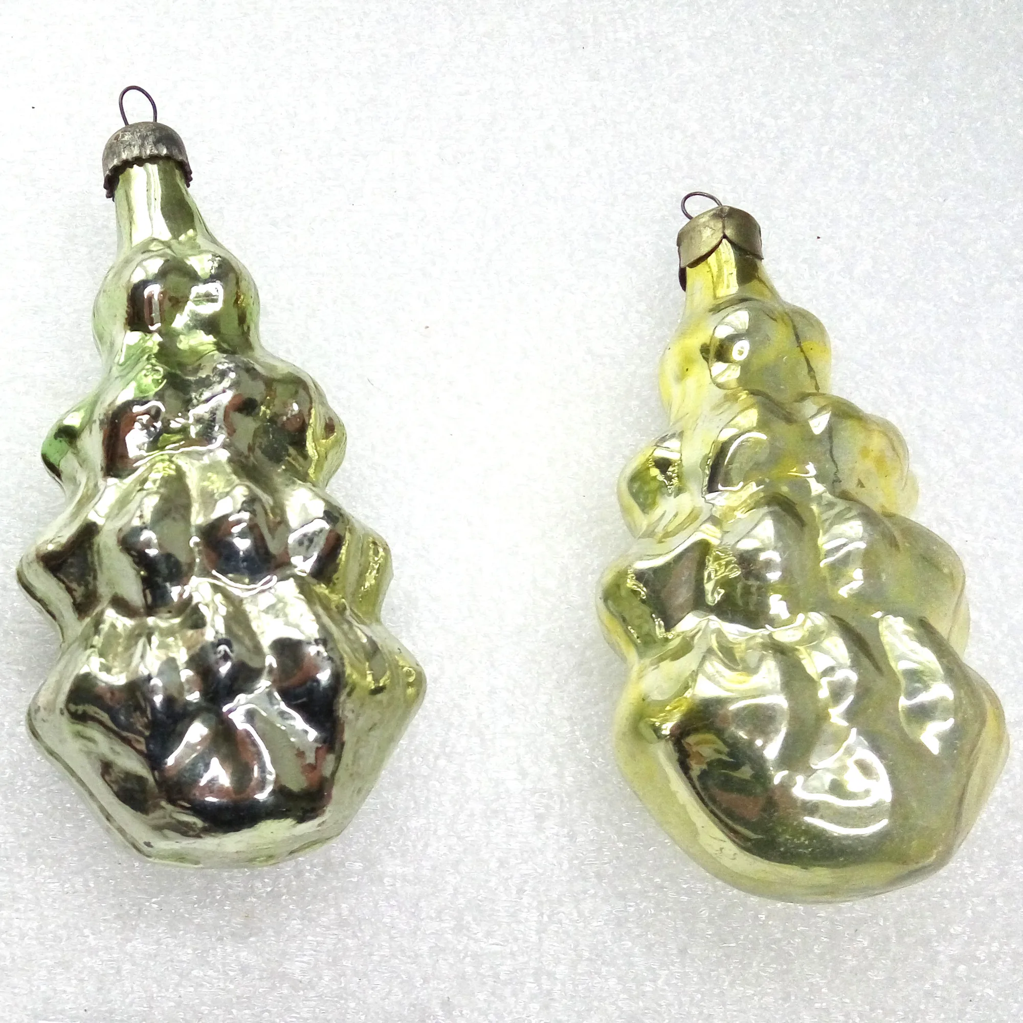 Set of 2 Vintage Ukrainian Glass Christmas Ornaments Christmas