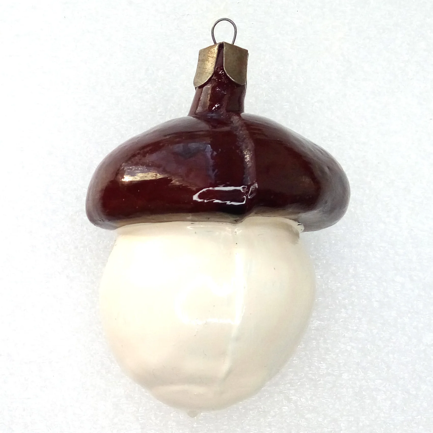 Vintage Ukrainian Glass Christmas Ornament Mushroom