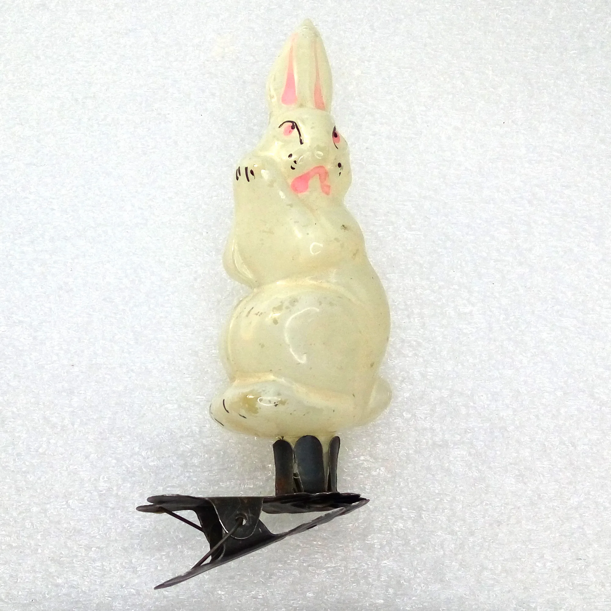 Vintage Ukrainian Glass Christmas Ornaments Hare