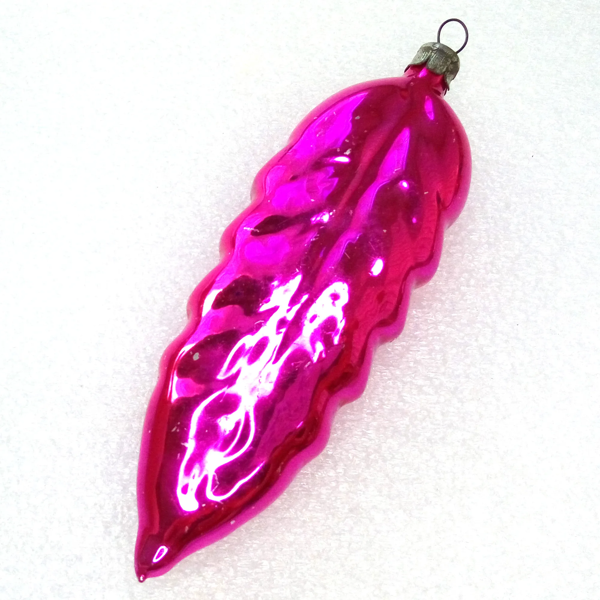 Vintage Ukrainian Glass Christmas Ornaments Leaf