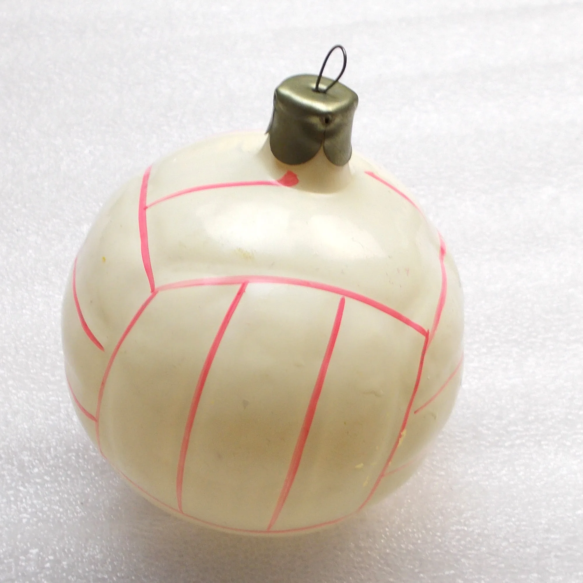 Vintage Ukrainian Glass Christmas Ornament Old Ball