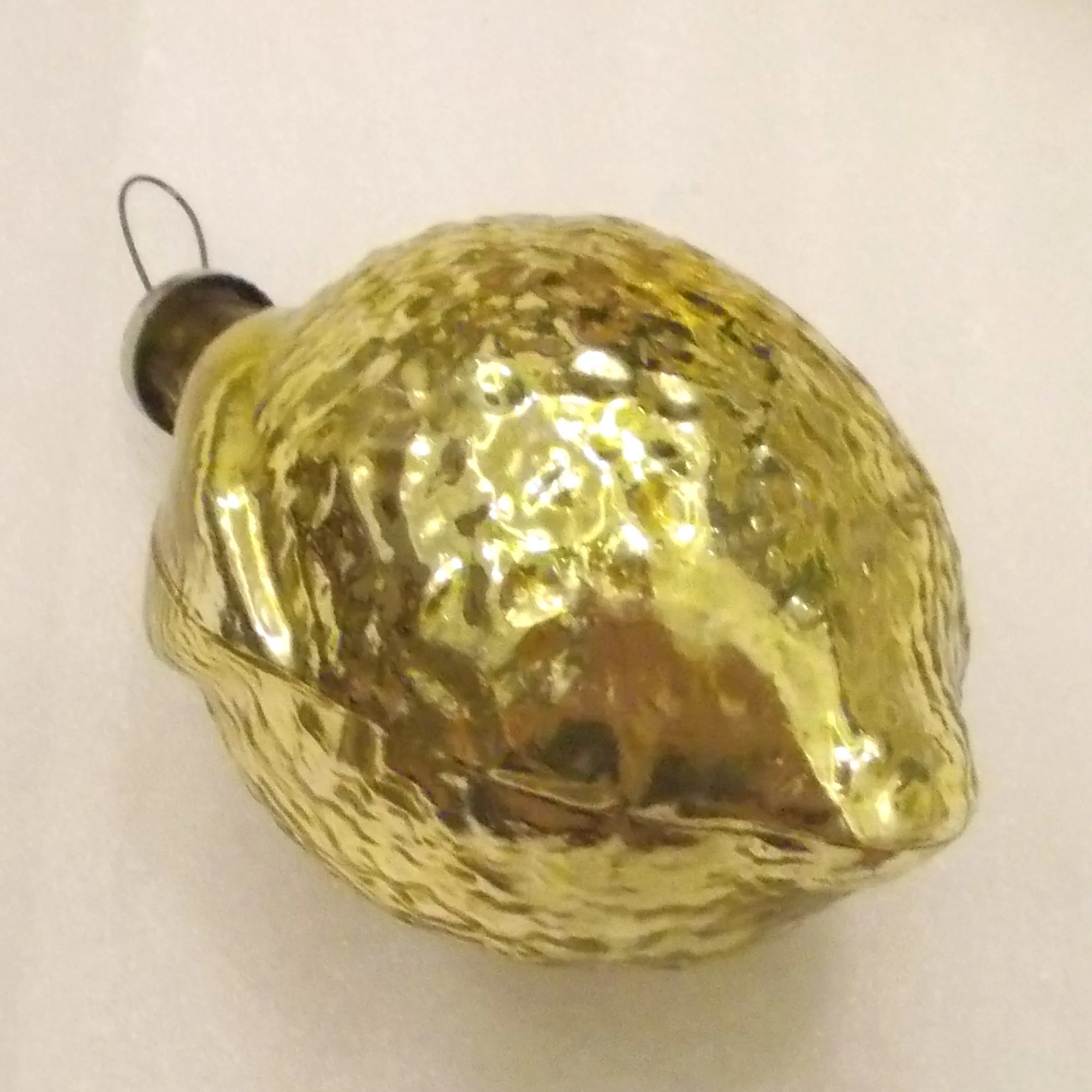 Huge Antique Vintage Glass Christmas Ornament Old Lemon