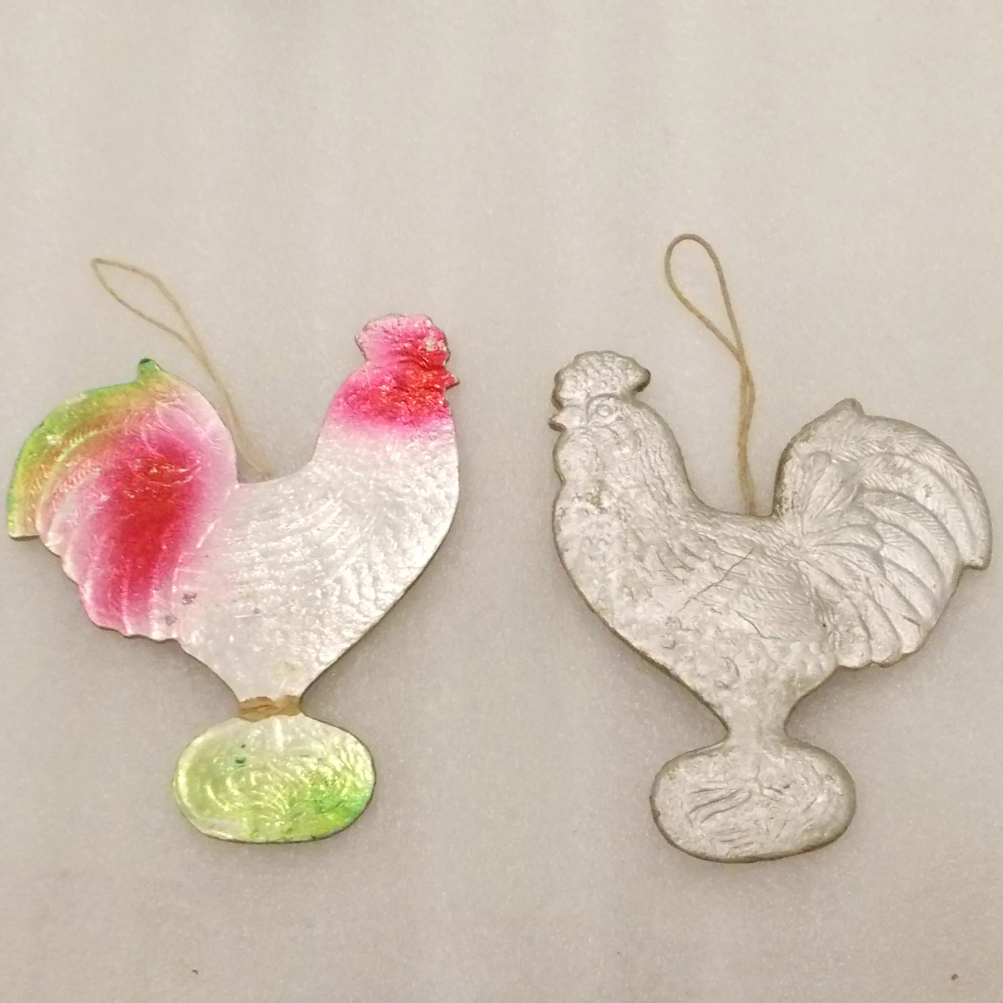 Vintage Ukrainian Dresden Cardboard Christmas Ornament Rooster