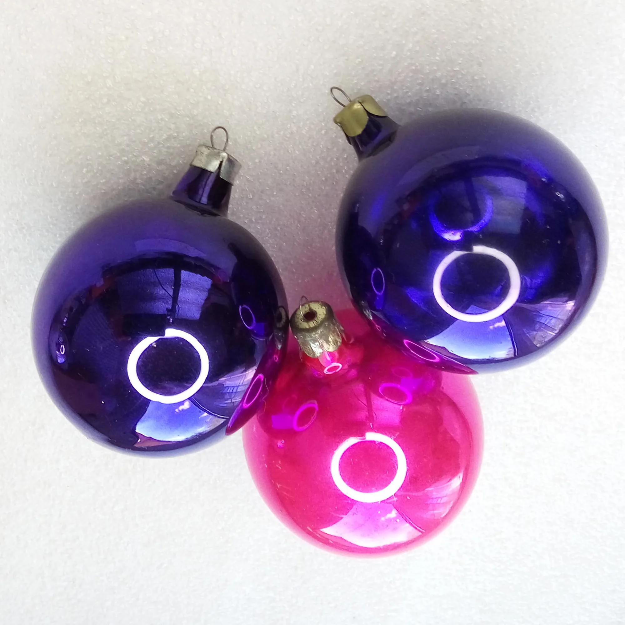 Set of 3 Antique Vintage Glass Christmas Ornaments Old Balls