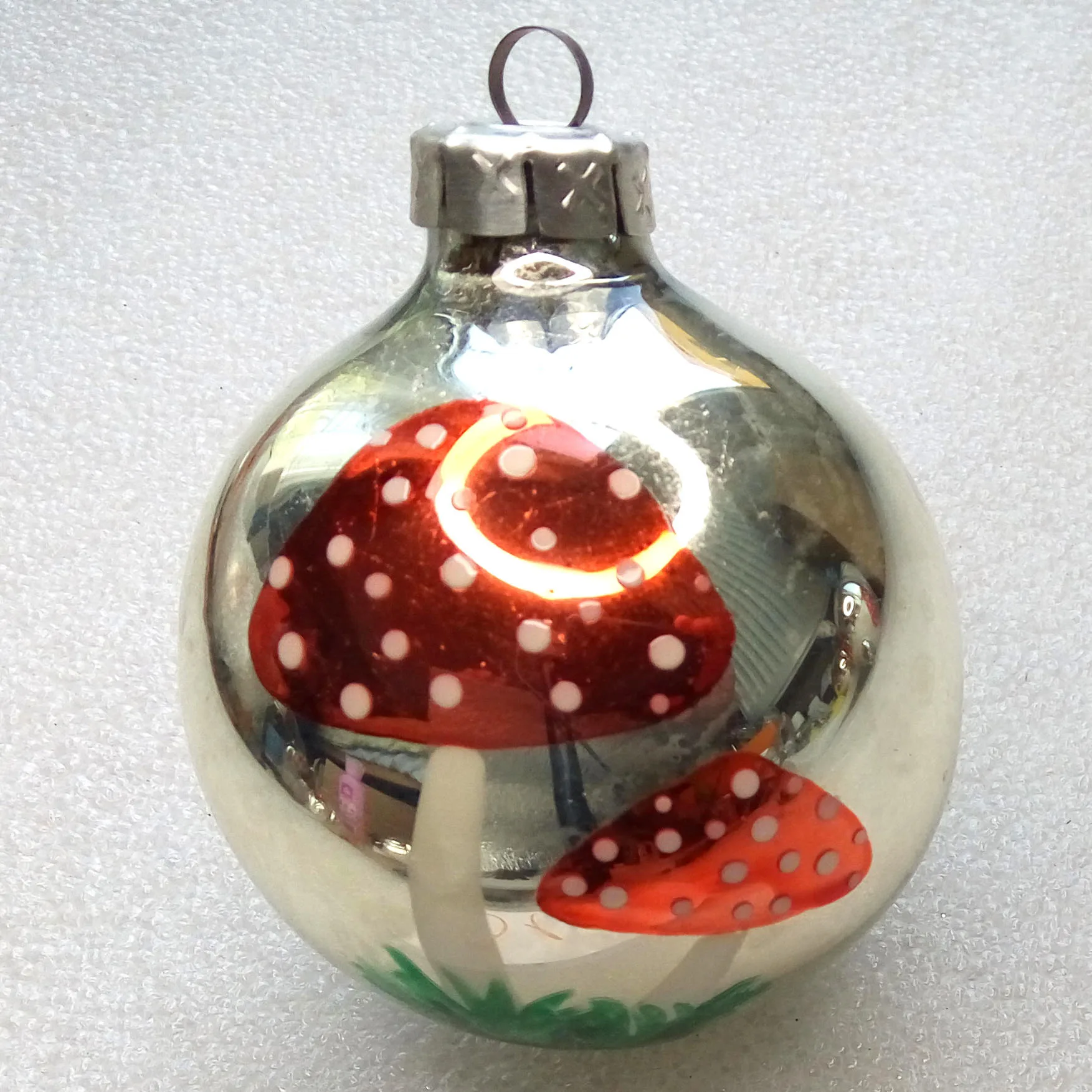 Unique Vintage Glass Christmas Ornament Ball Mushrooms