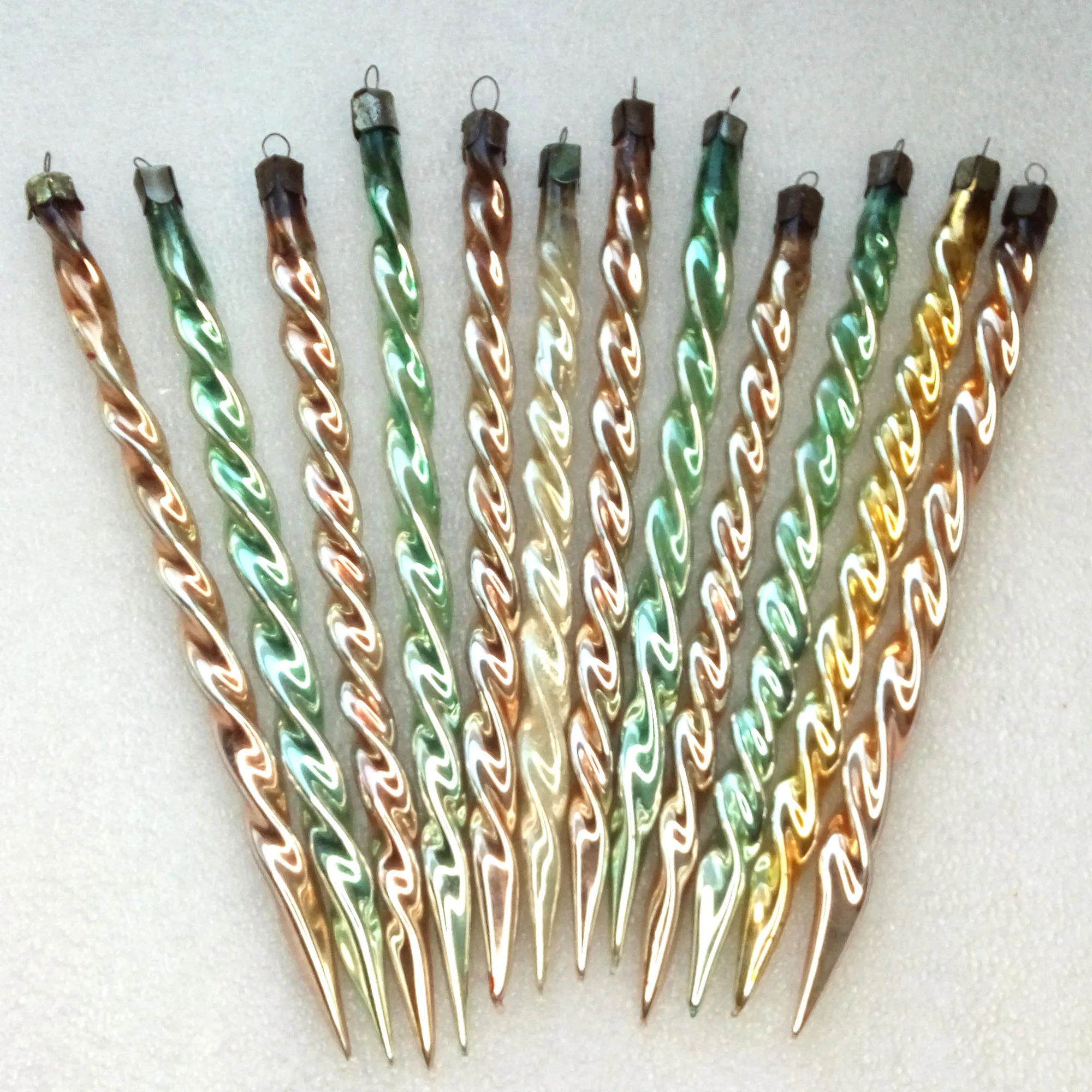 Set of 12 Antique Vintage Glass Christmas Ornaments Icicles
