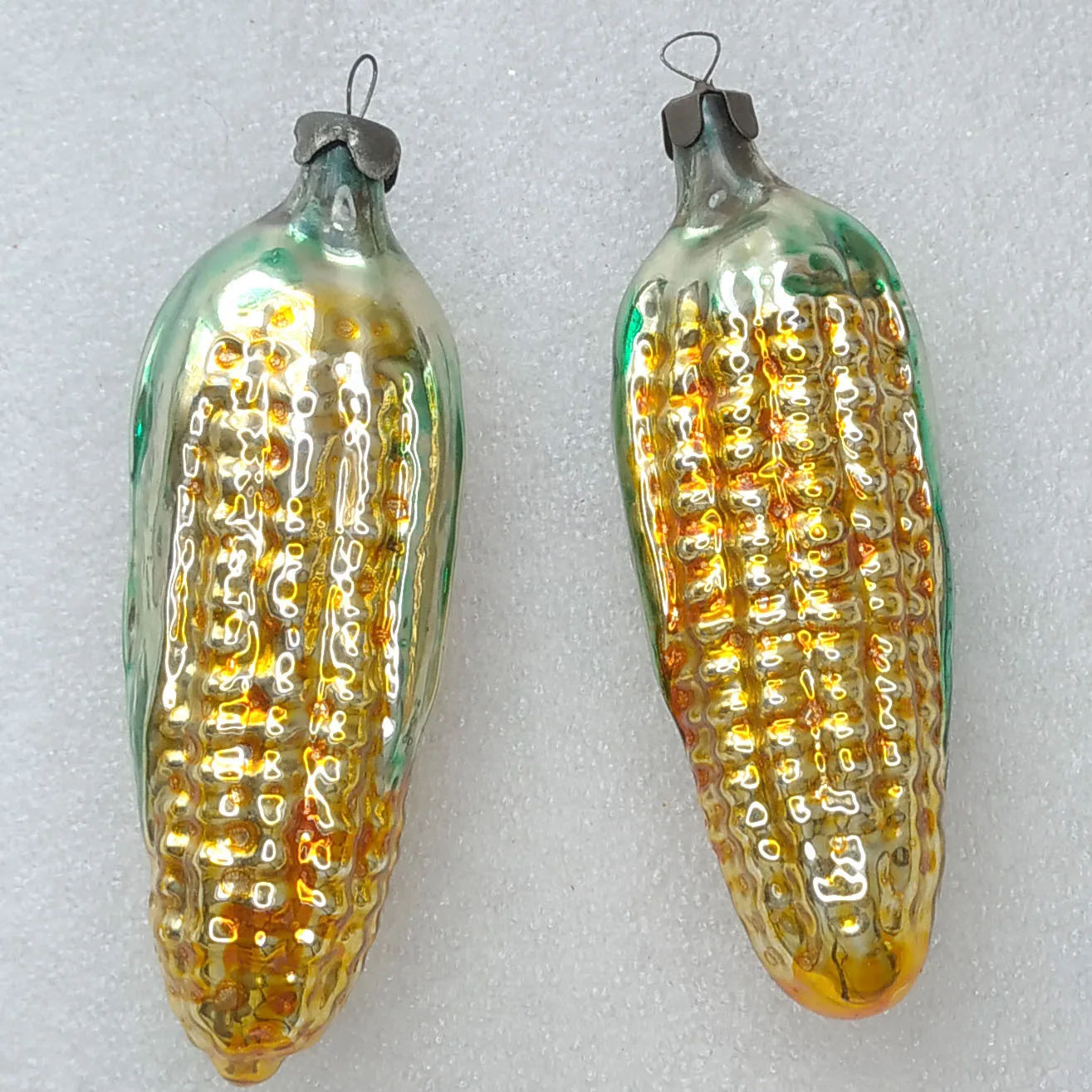 Set of 2 Antique Vintage Glass Christmas USSR Ornaments Corns