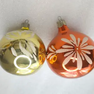 Set of 2 Vintage Glass Christmas Ornament Balls