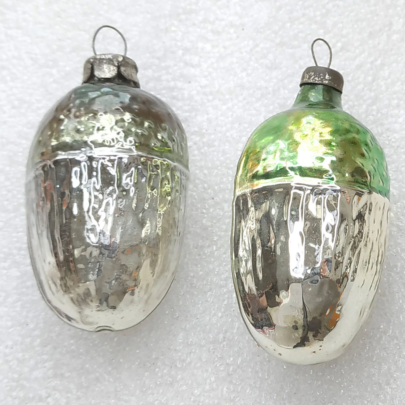 Set of 2 Antique Vintage Glass Christmas USSR Ornament Acorns