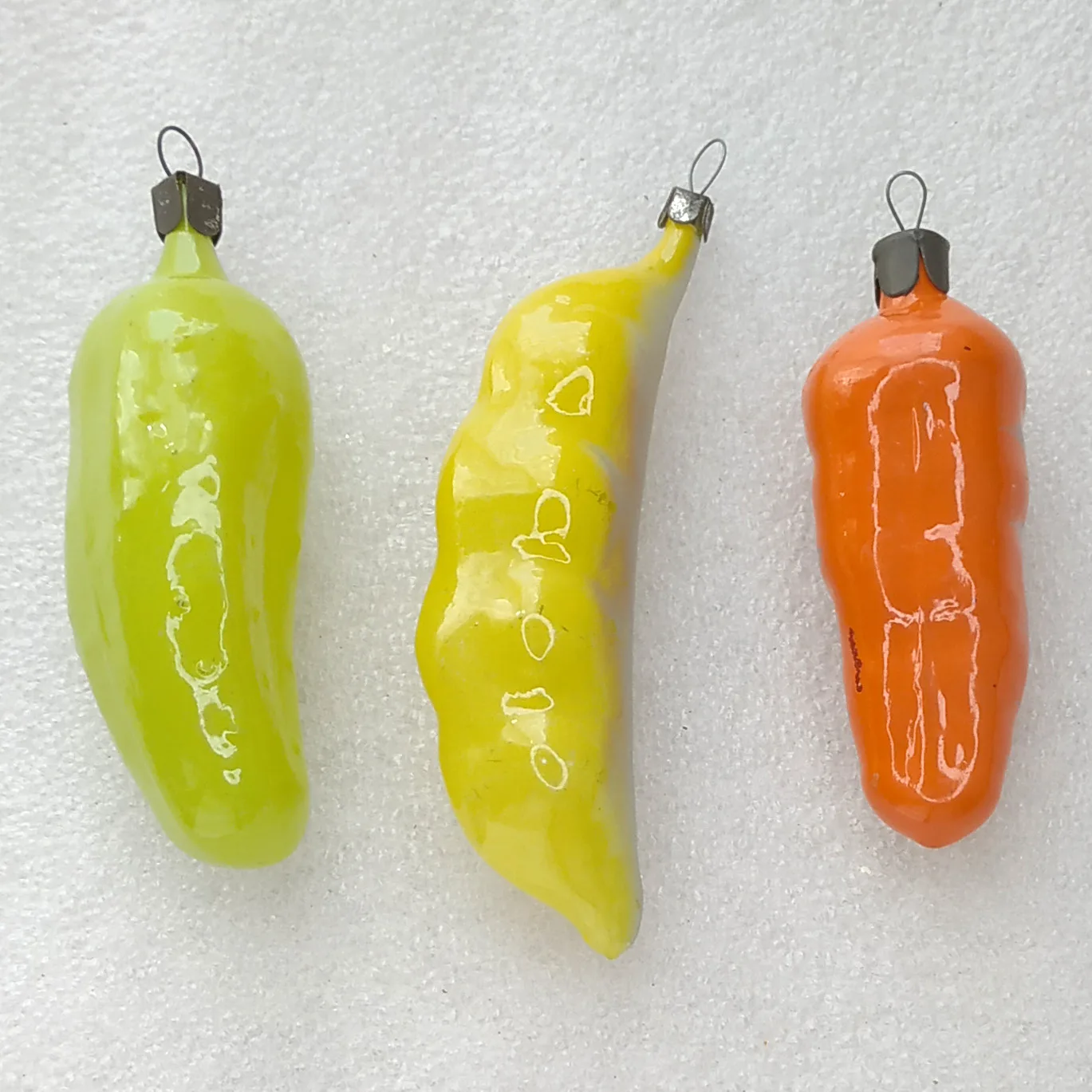 Set of 3 Antique Vintage Glass Christmas Ornament Vegetables