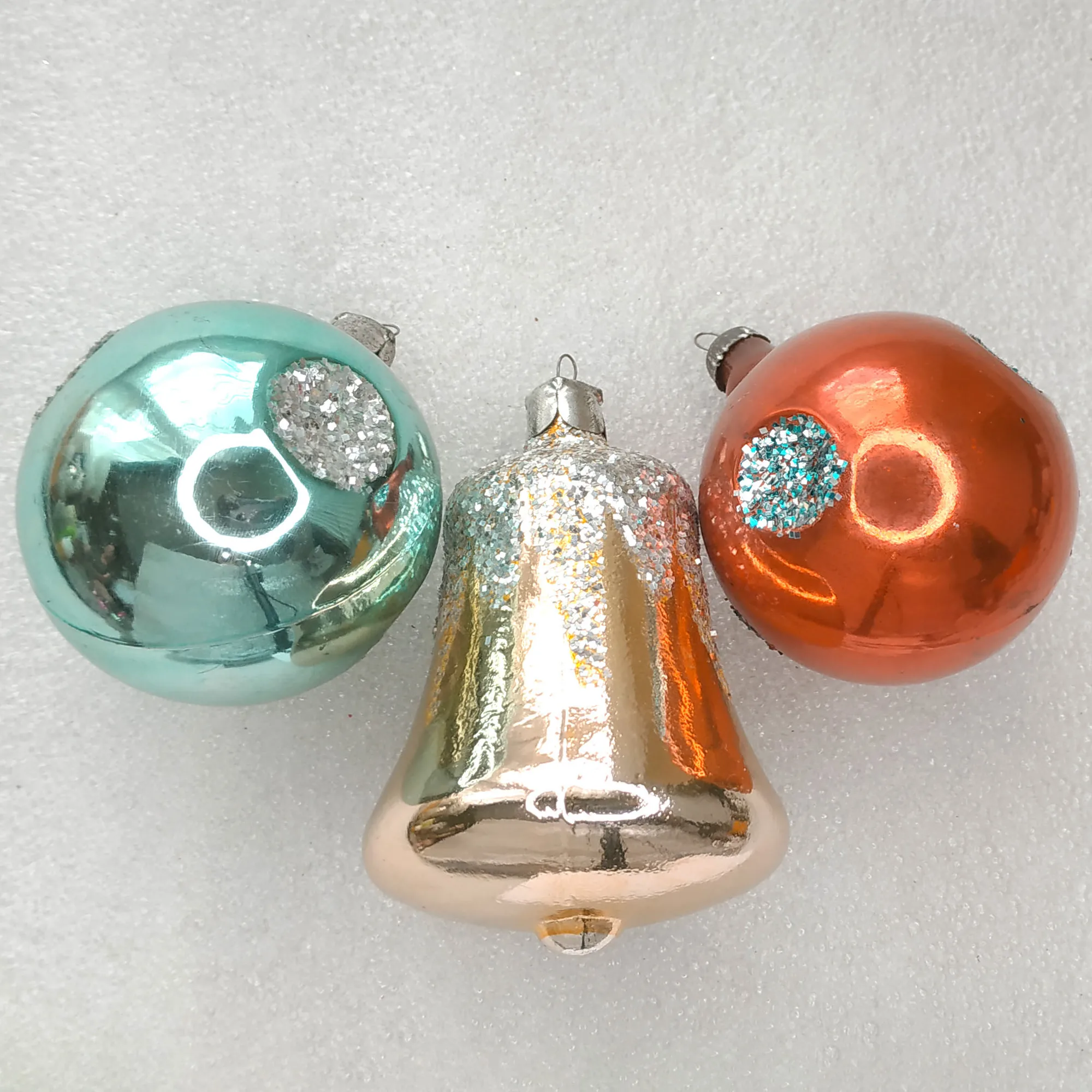 Set of 3 Antique Vintage Glass Christmas Ornament