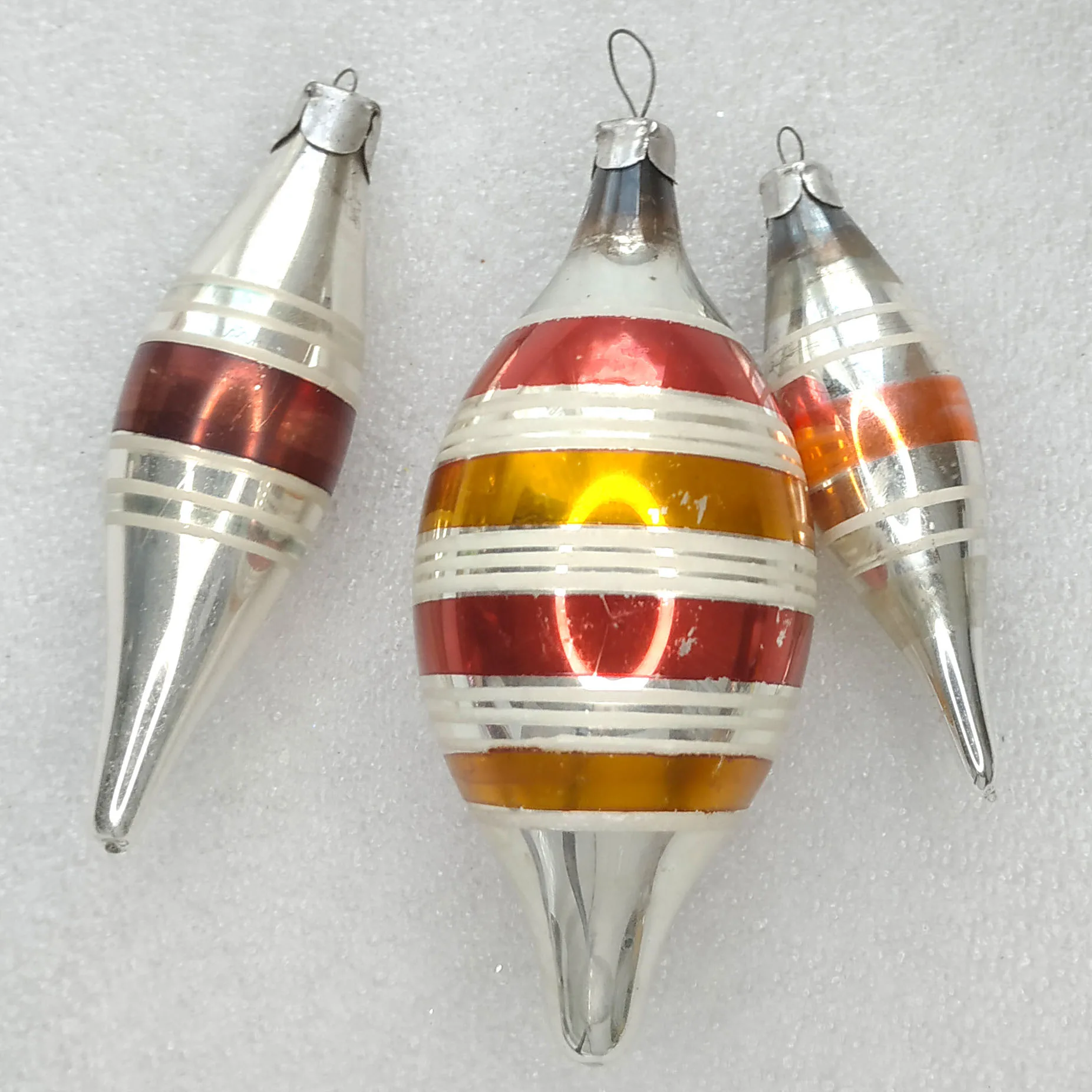 Set of 3 Antique Vintage Glass Christmas Ornament Old Icicles