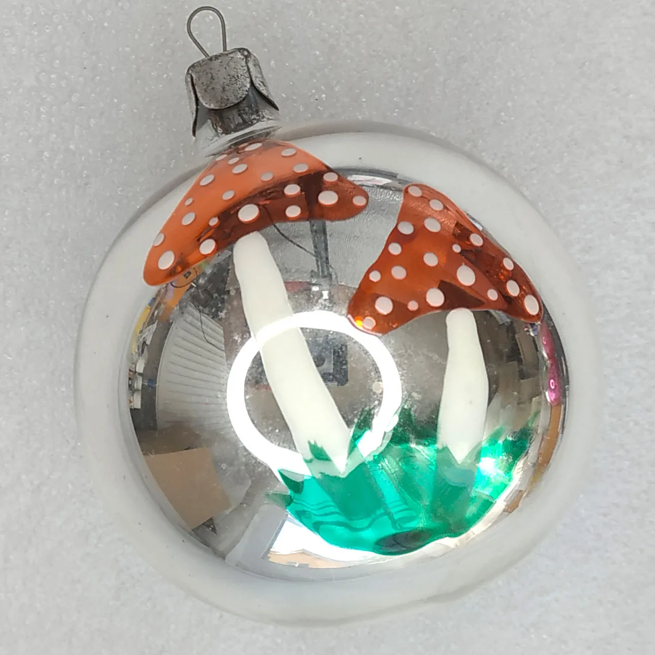 Unique Vintage Glass Christmas Ornament Ball Mushrooms