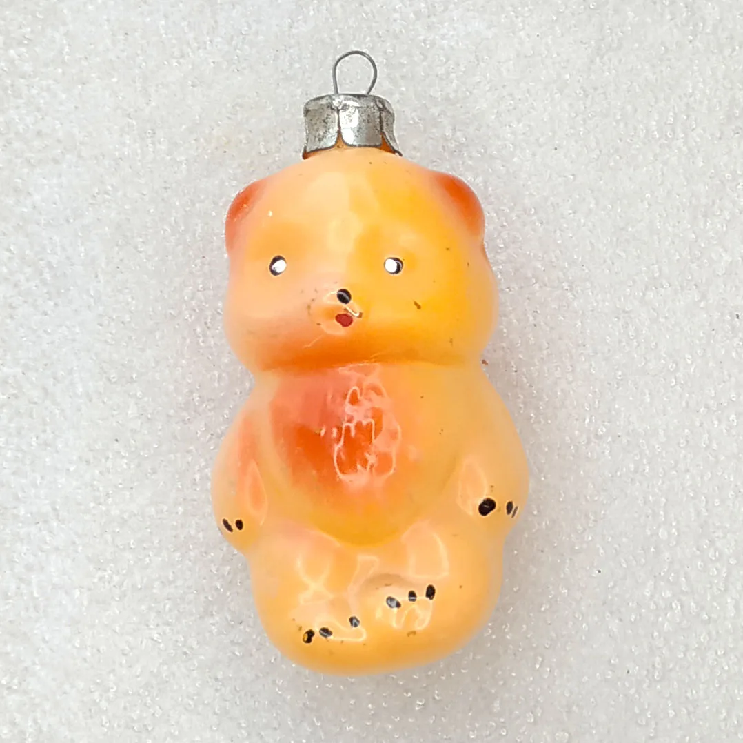 Antique Vintage Glass USSR Christmas Ornament Bear Cub