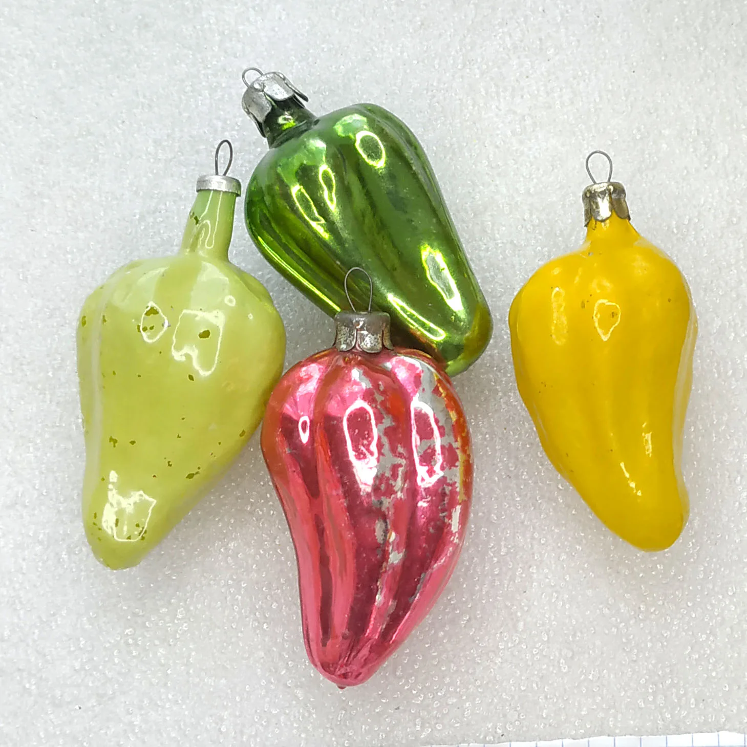 Set of 4 Antique Vintage Glass USSR Christmas Ornament Paprika