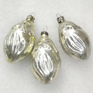 Set of 3 Antique Vintage Glass Christmas Ornament Old Men of Forest