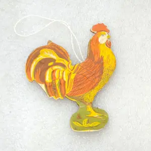 Old Antique Vintage Cardboard Dresden Christmas Ornament Rooster