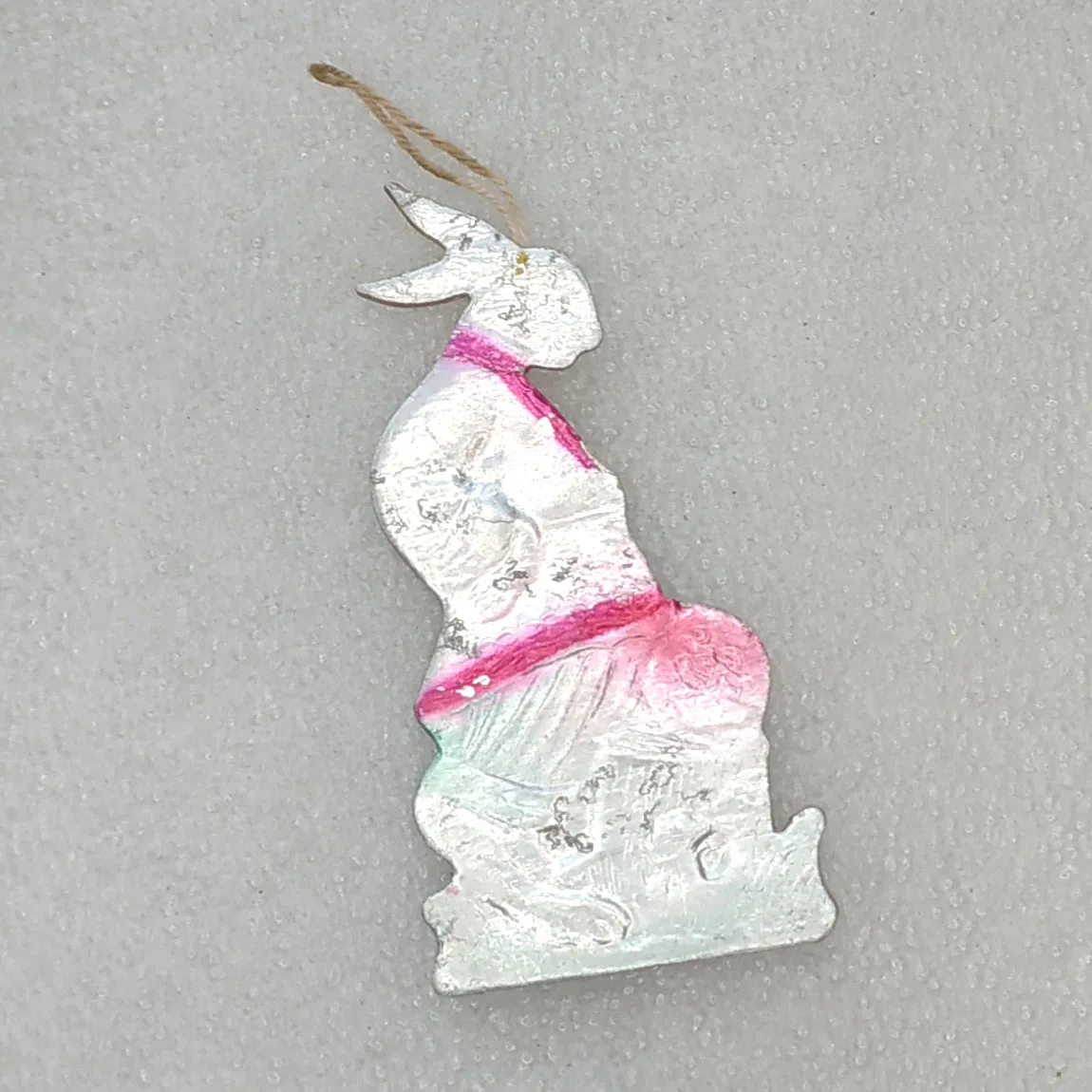 Antique Vintage Cardboard Christmas Ornament Hare & Kolobok