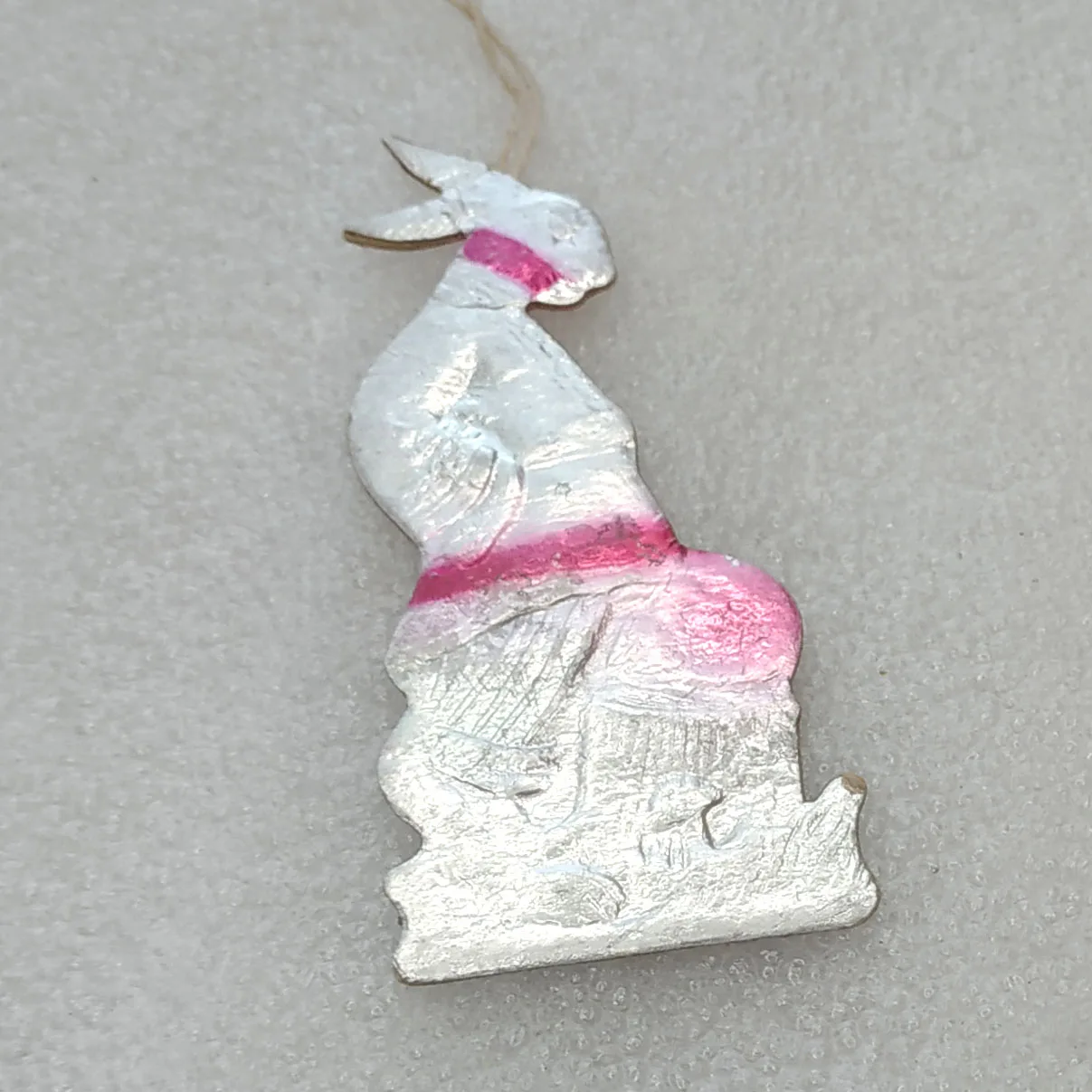 Antique Vintage Cardboard Christmas Ornament Hare & Kolobok