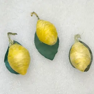 Set of 3 Antique Vintage Spun Cotton Christmas Ornament Fi- Lemons