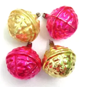 Set of 4 Vintage Christmas Glass USSR Ornament Balls