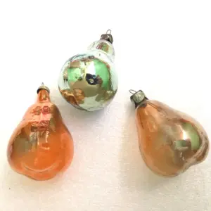 Set of 3 Vintage Christmas Glass USSR Ornament Old Pears
