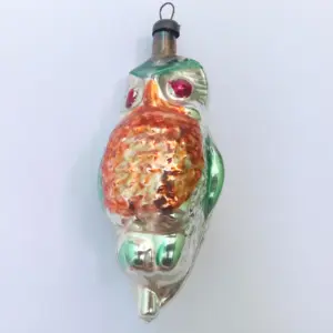 Vintage USSR Glass Christmas Ornament Owl