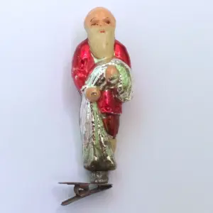 Vintage USSR Glass Christmas Ornament Fisherman