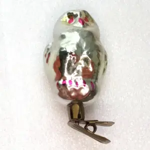 Vintage Glass USSR Christmas Ornament Old Owl