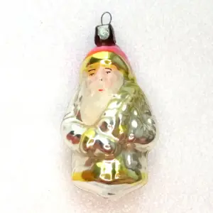 Vintage Glass USSR Christmas Ornament Santa