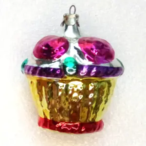 Vintage Glass USSR Christmas Ornament Basket