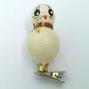 Vintage USSR Glass Christmas Ornament Cat