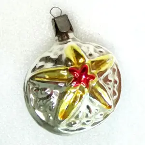 Vintage Ukrainian Glass Christmas Ornament Star